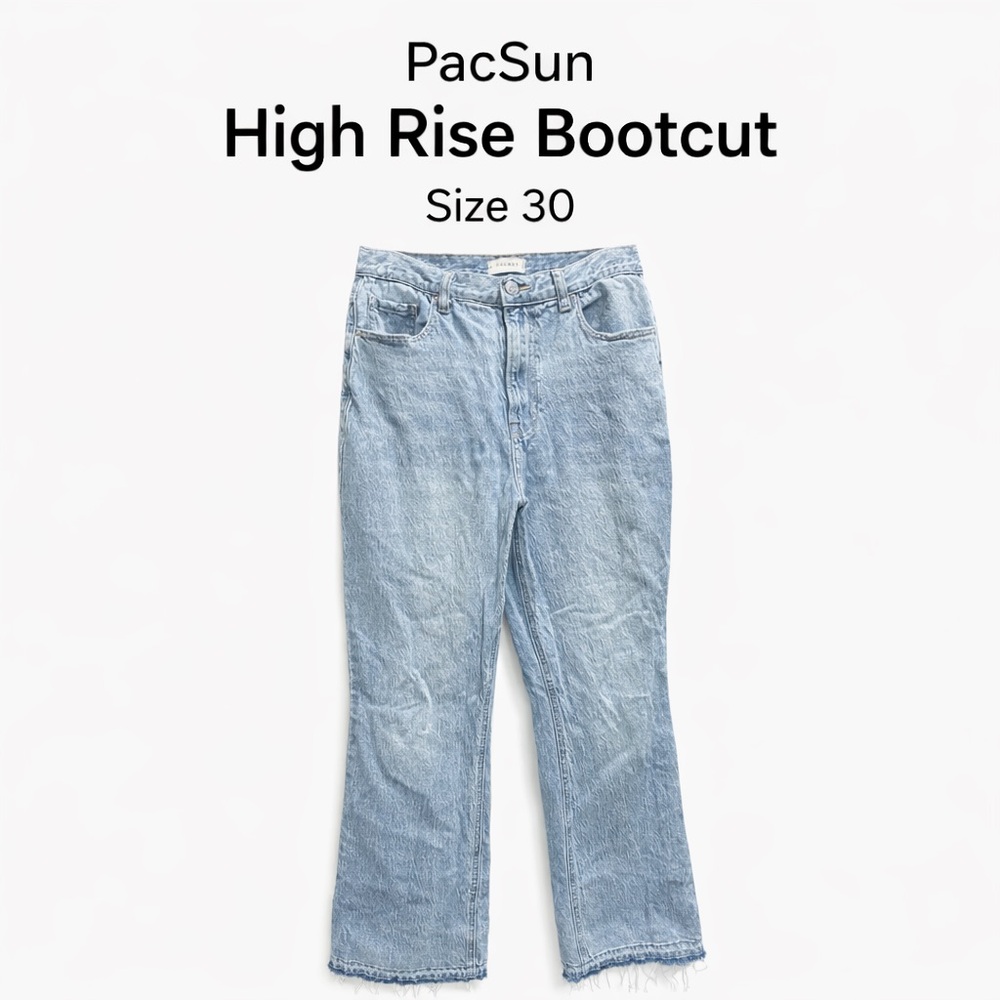 PacSun High Rise Bootcut Jeans Size 30 Stretch Light Wash Raw Hem